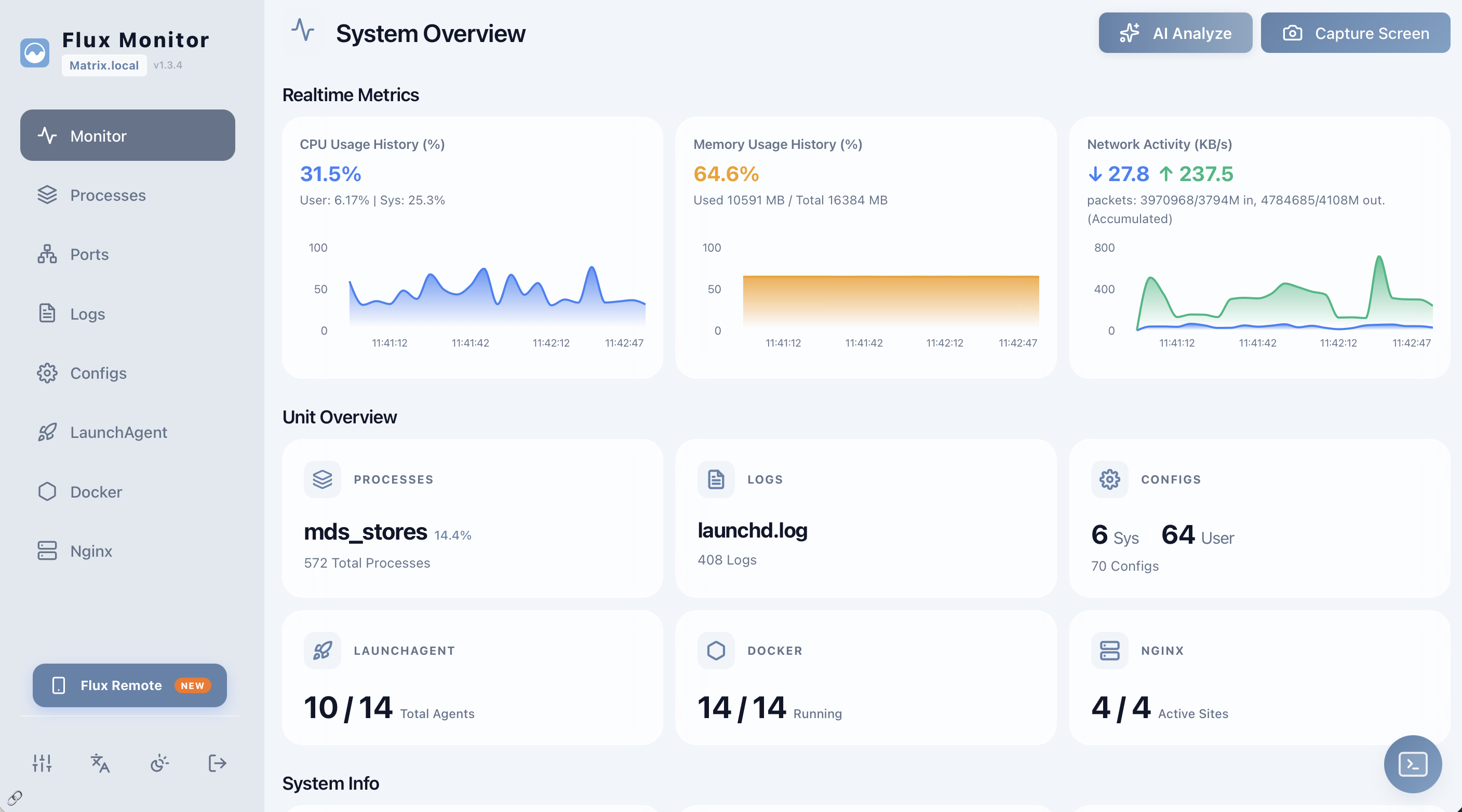 Flux Monitor dashboard