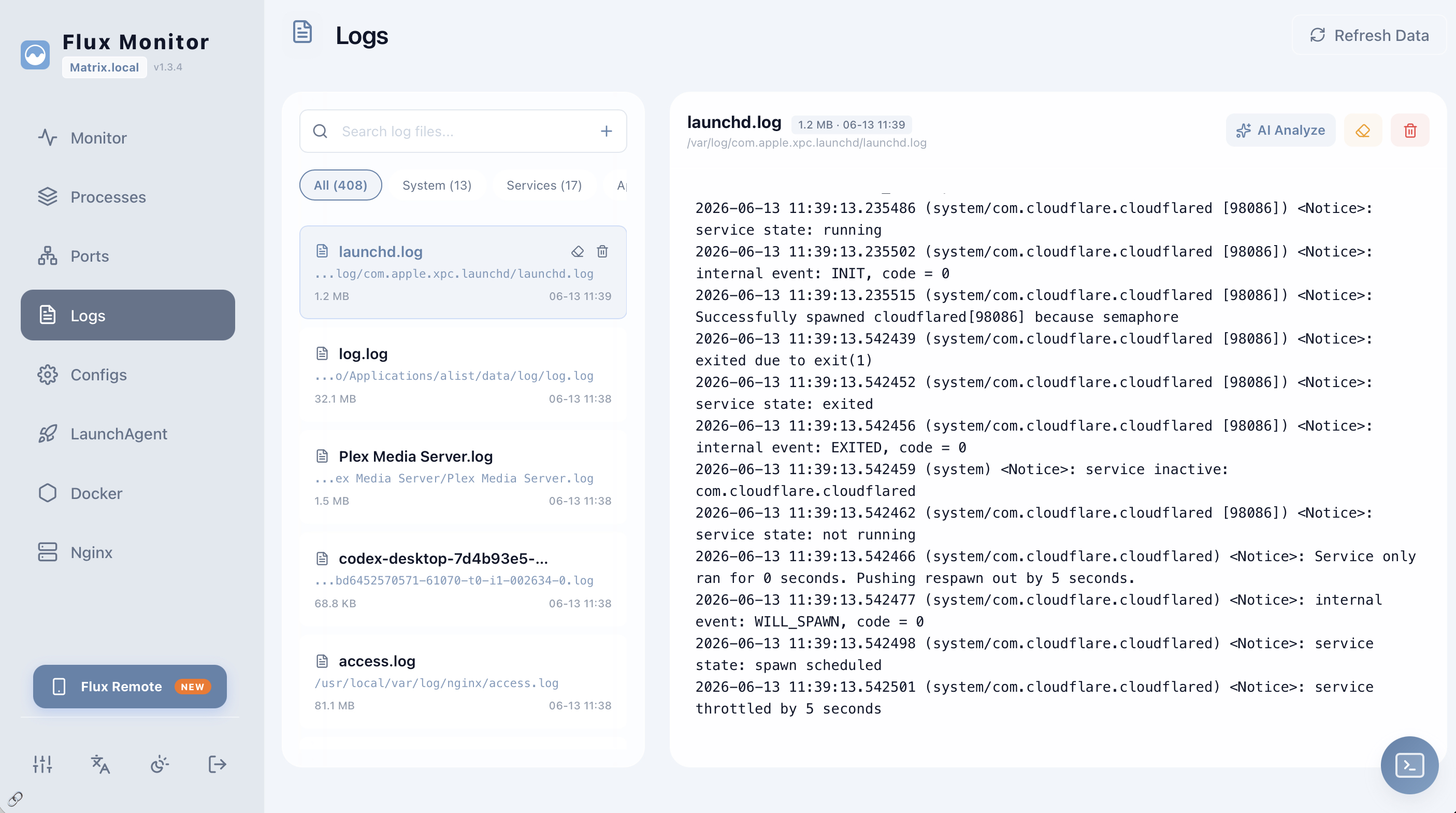 Flux config view